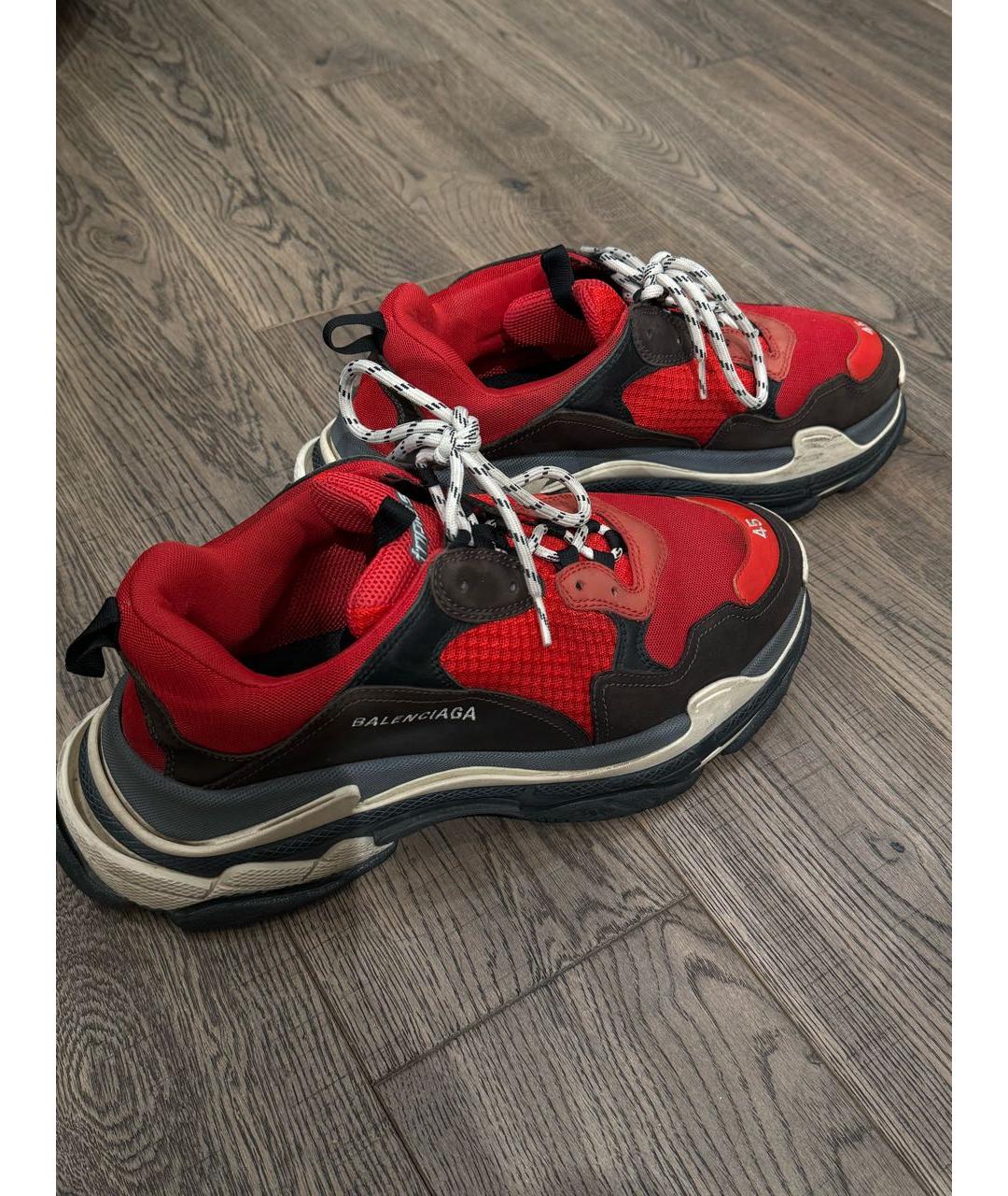 BALENCIAGA Красные текстильные низкие кроссовки / кеды, фото 2