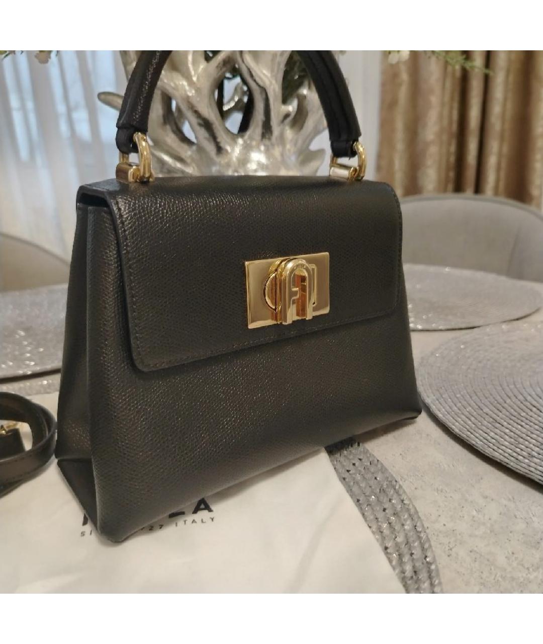 FURLA Черная кожаная сумка с короткими ручками, фото 2