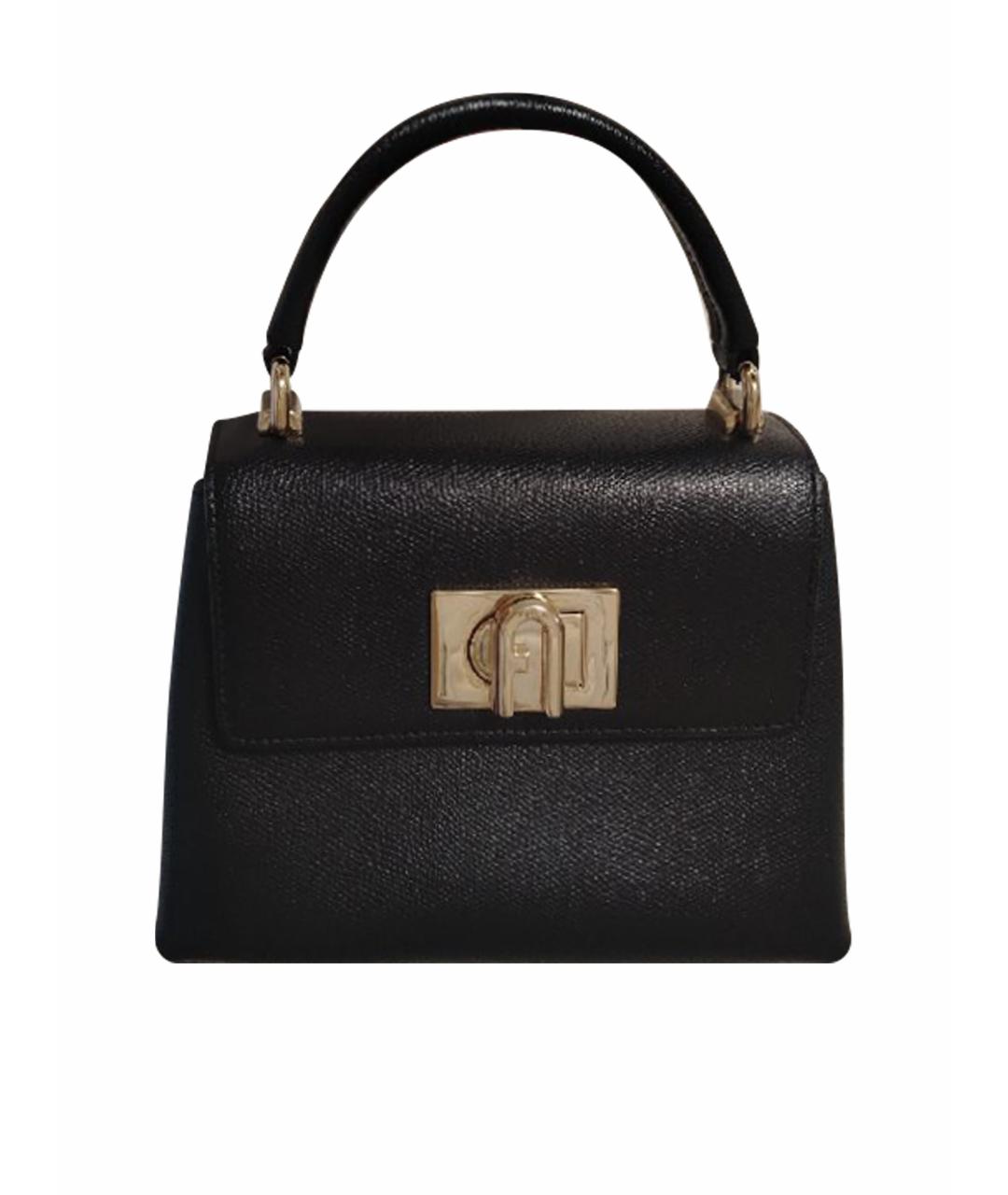 FURLA Черная кожаная сумка с короткими ручками, фото 1