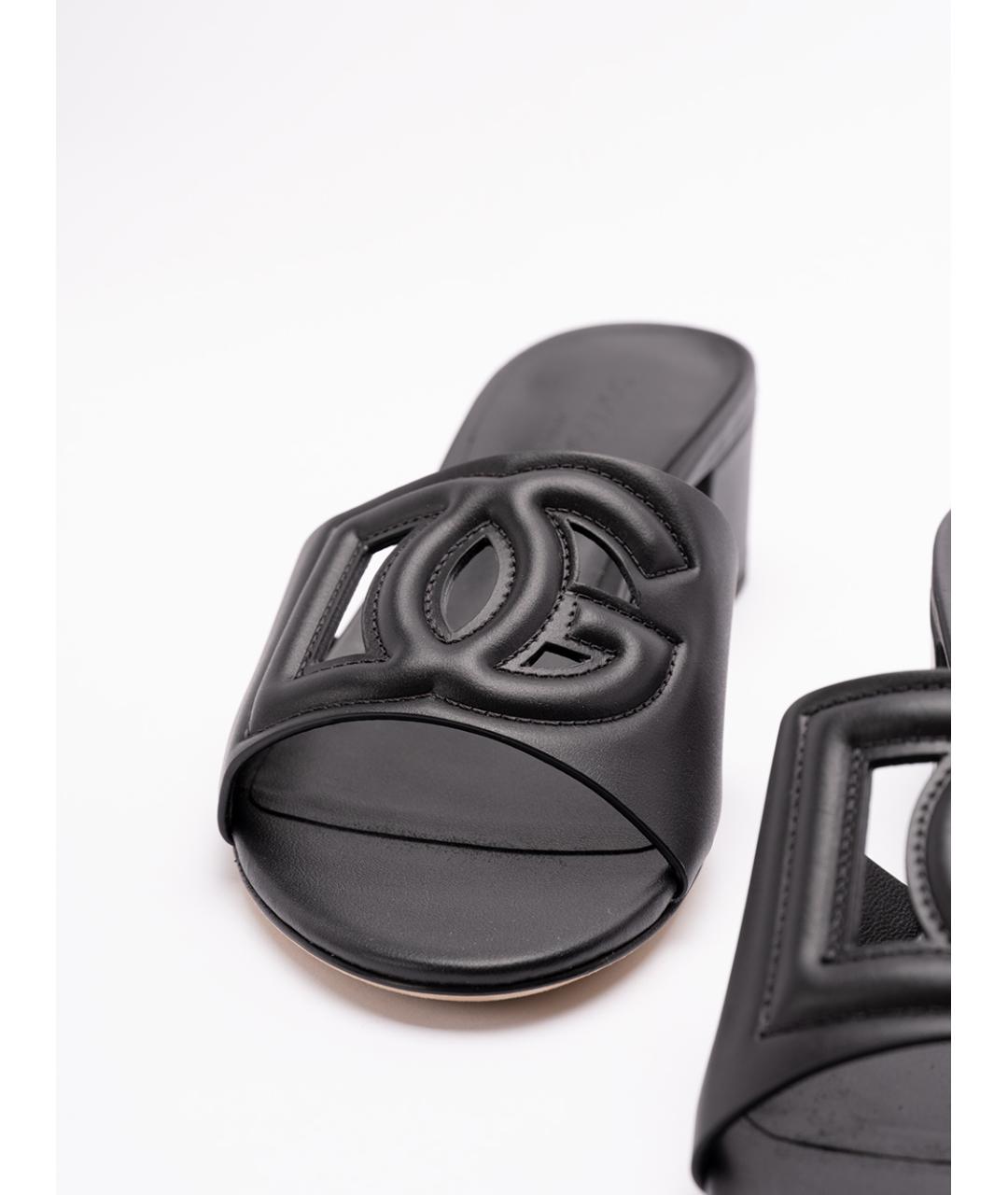 DOLCE&GABBANA Черные кожаные мюли, фото 4