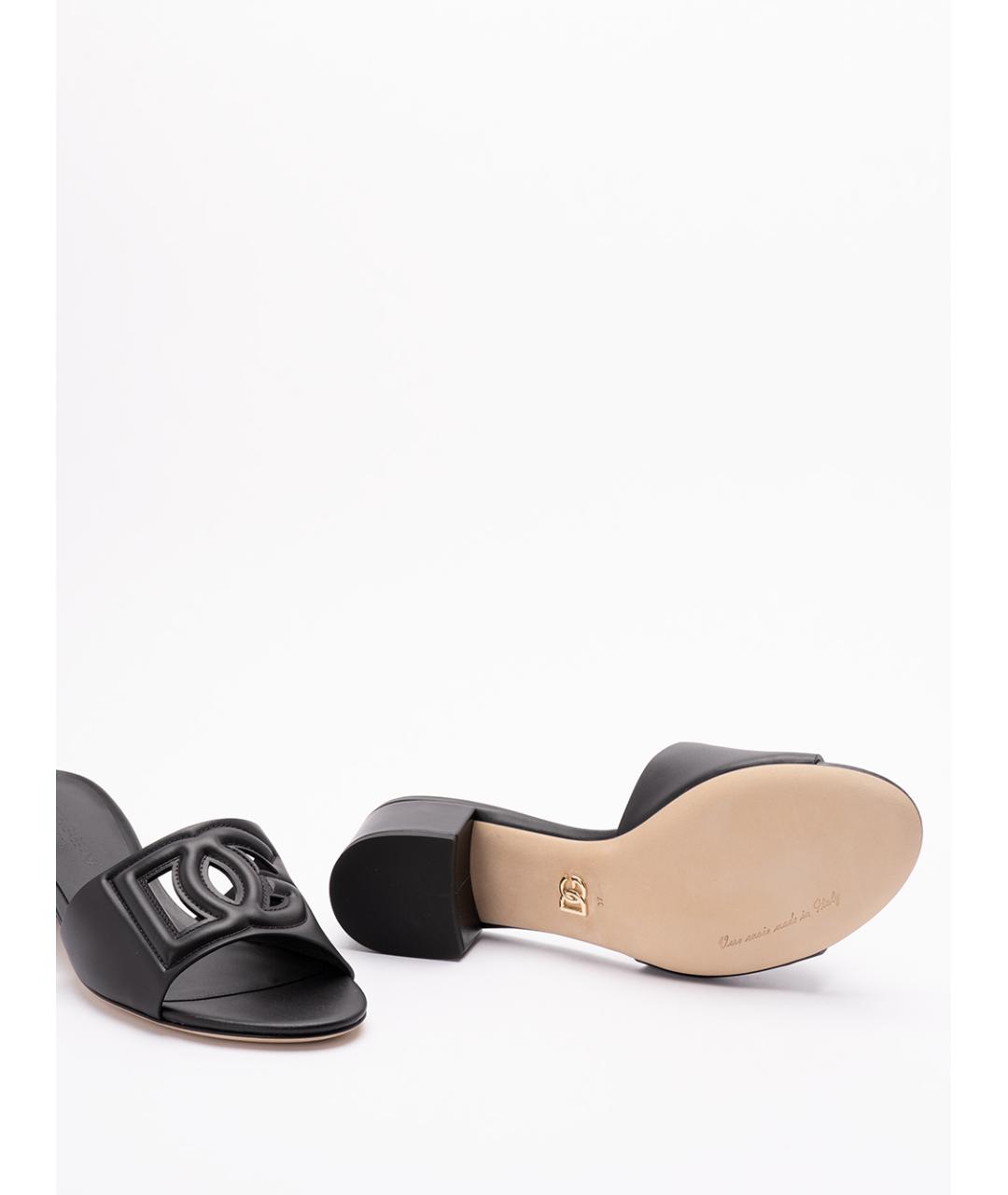 DOLCE&GABBANA Черные кожаные мюли, фото 5