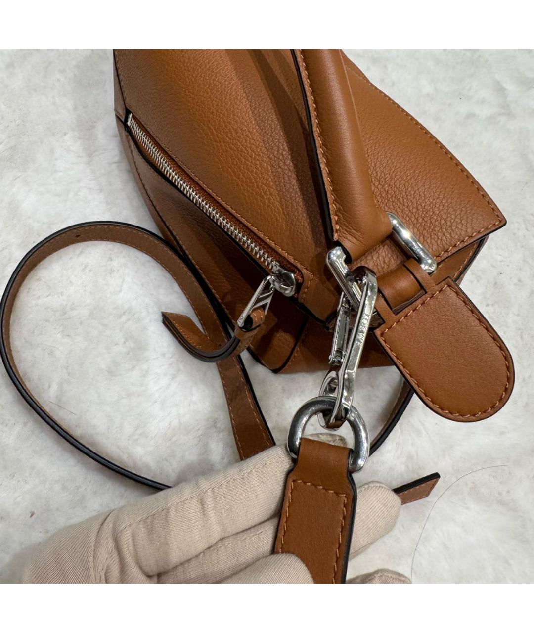 LOEWE Оранжевая кожаная сумка с короткими ручками, фото 7