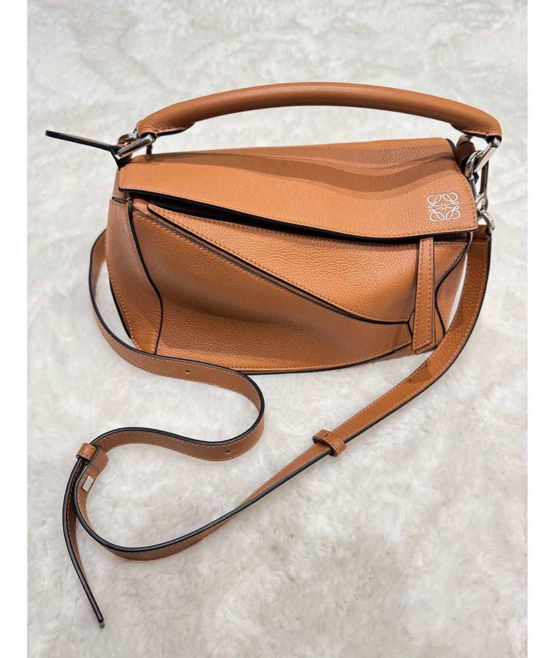 LOEWE Оранжевая кожаная сумка с короткими ручками, фото 2