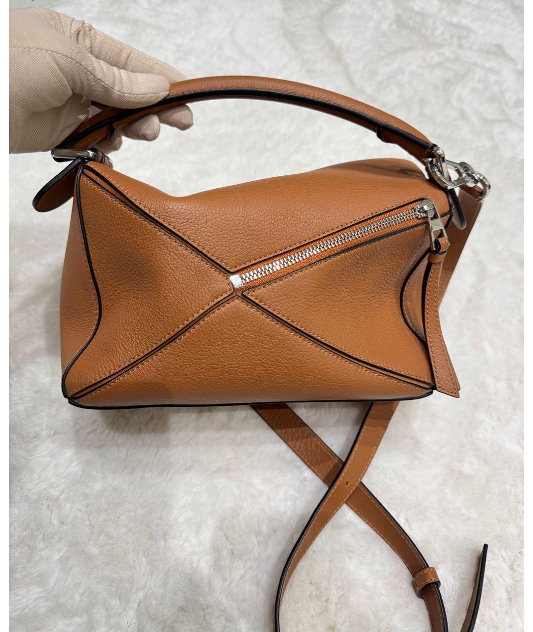 LOEWE Оранжевая кожаная сумка с короткими ручками, фото 3