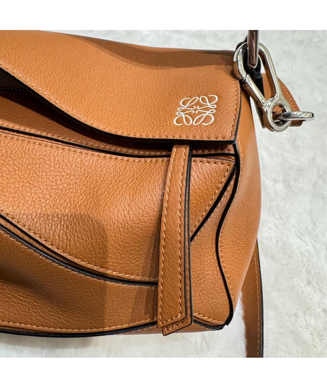 LOEWE Оранжевая кожаная сумка с короткими ручками, фото 5