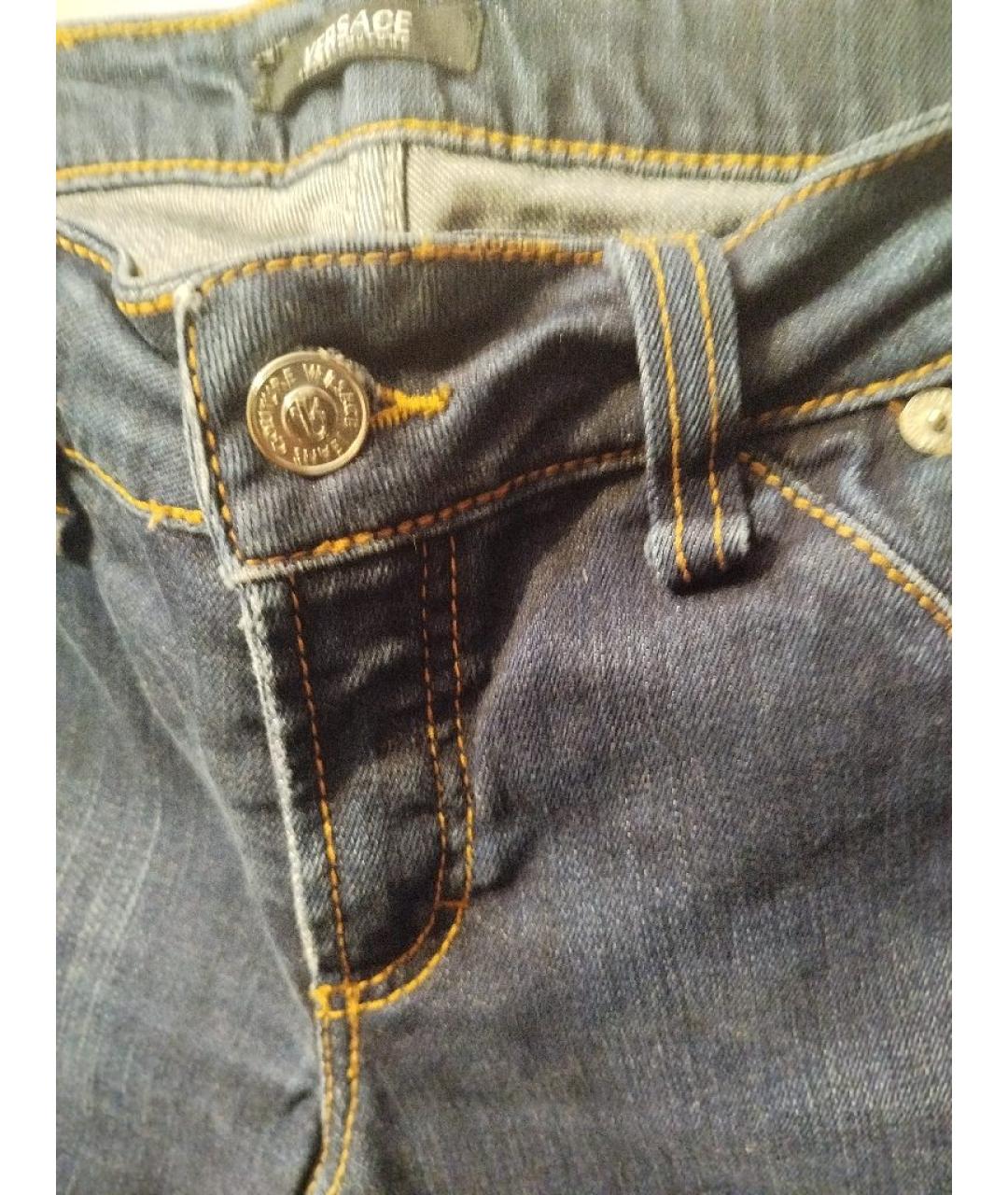 VERSACE JEANS COUTURE Темно-синие хлопковые прямые джинсы, фото 5