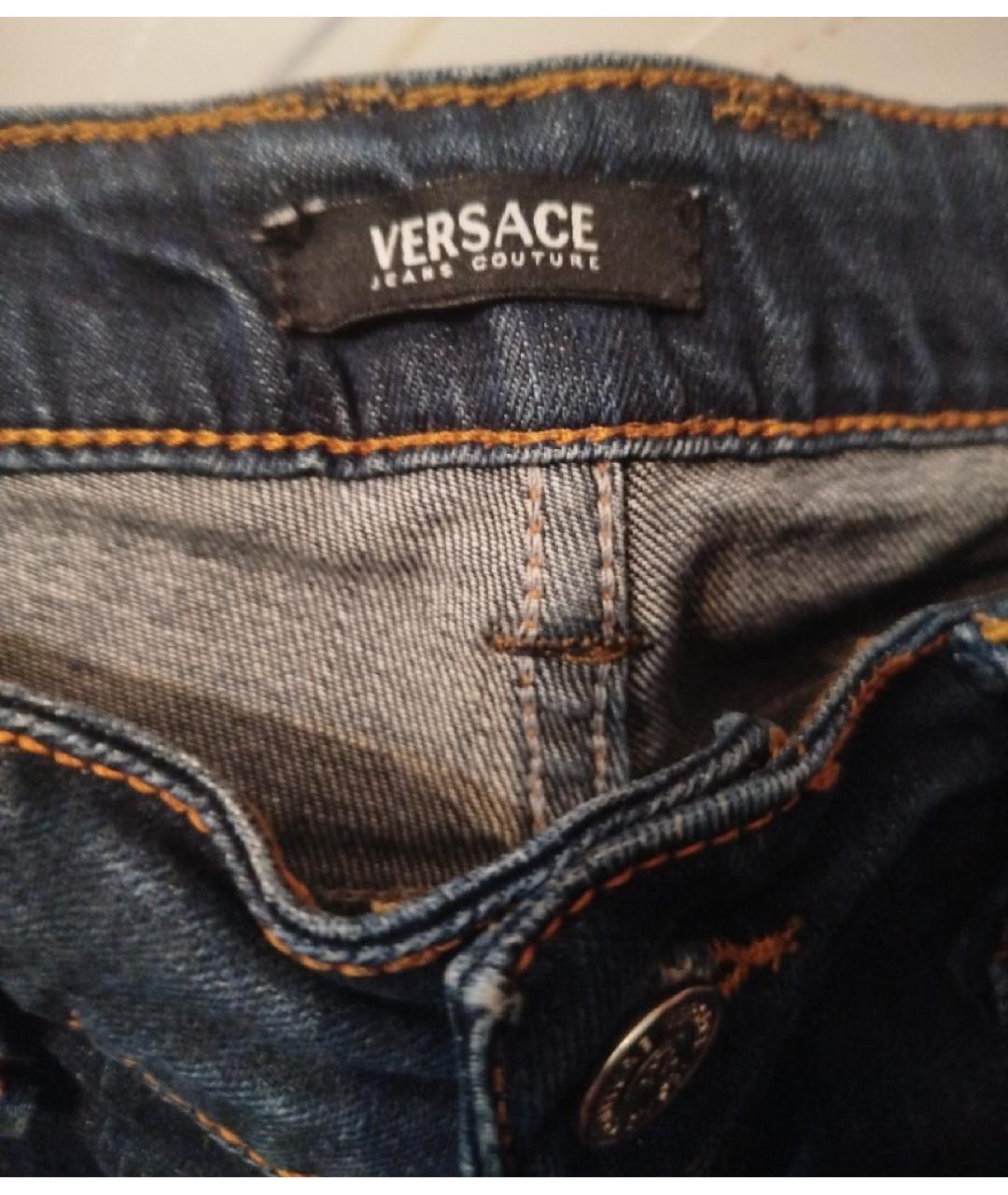 VERSACE JEANS COUTURE Темно-синие хлопковые прямые джинсы, фото 3