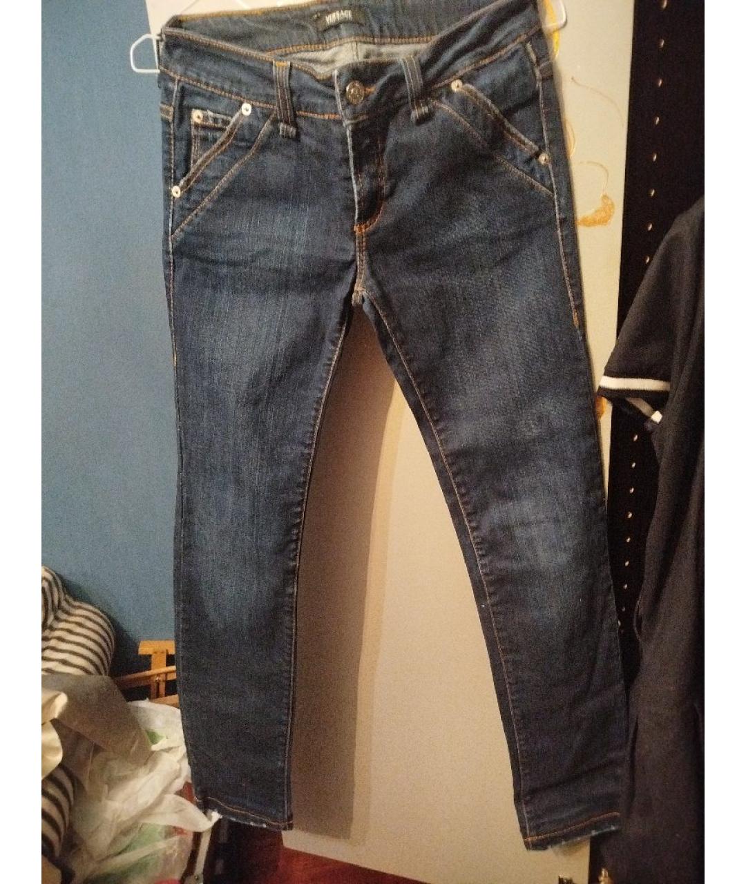 VERSACE JEANS COUTURE Темно-синие хлопковые прямые джинсы, фото 7