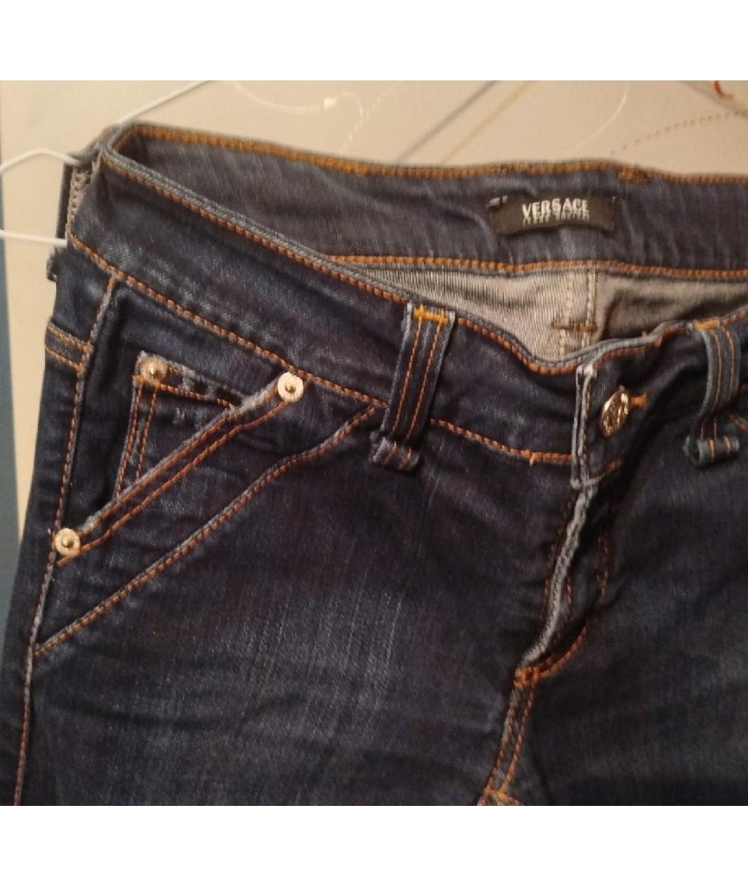 VERSACE JEANS COUTURE Темно-синие хлопковые прямые джинсы, фото 4