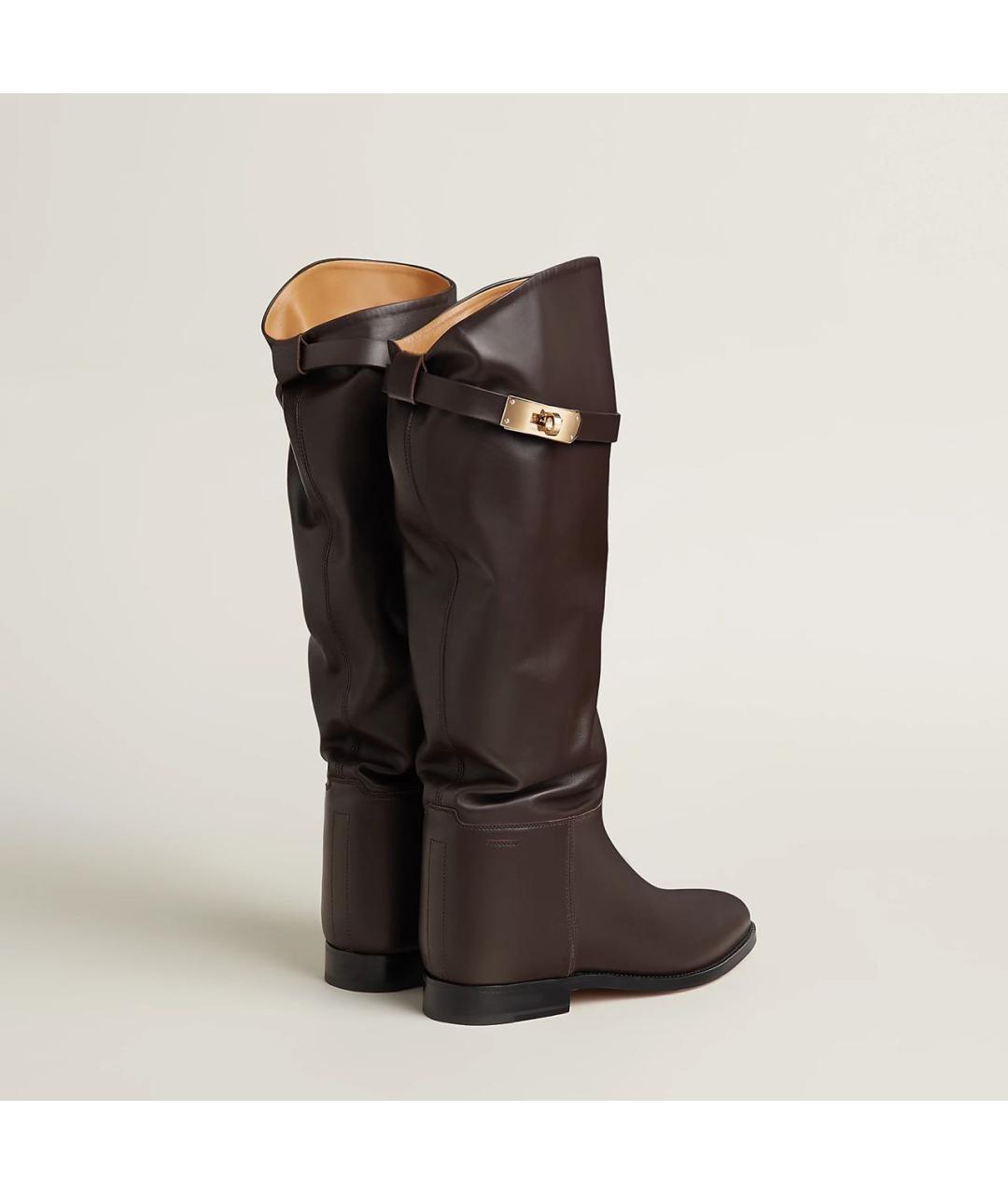 HERMES Коричневые кожаные сапоги, фото 4