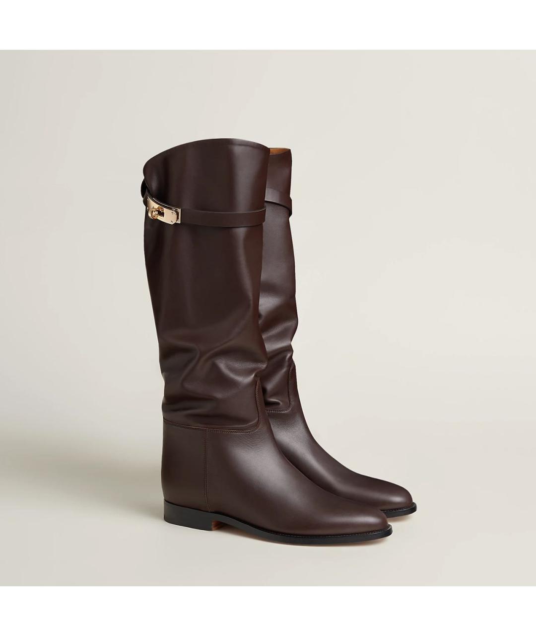 HERMES Коричневые кожаные сапоги, фото 2