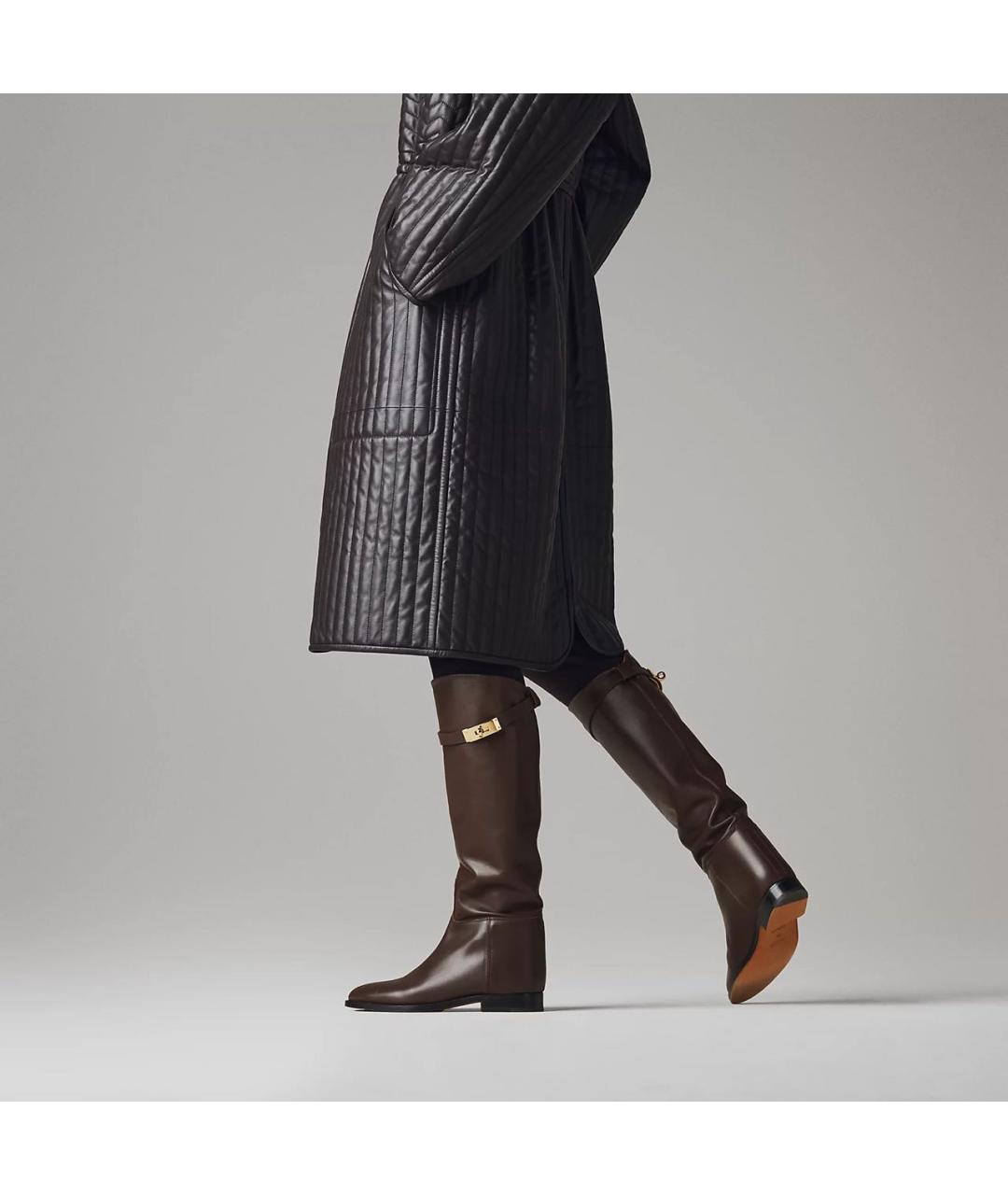 HERMES Коричневые кожаные сапоги, фото 3