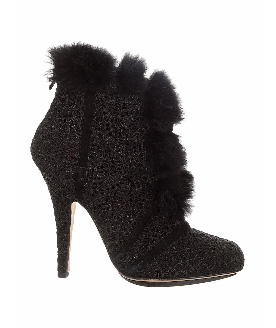 CHRISTIAN DIOR Черные текстильные ботильоны, фото 1