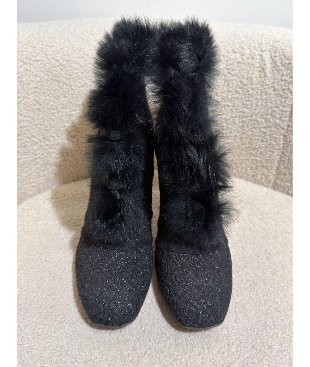 CHRISTIAN DIOR Черные текстильные ботильоны, фото 2