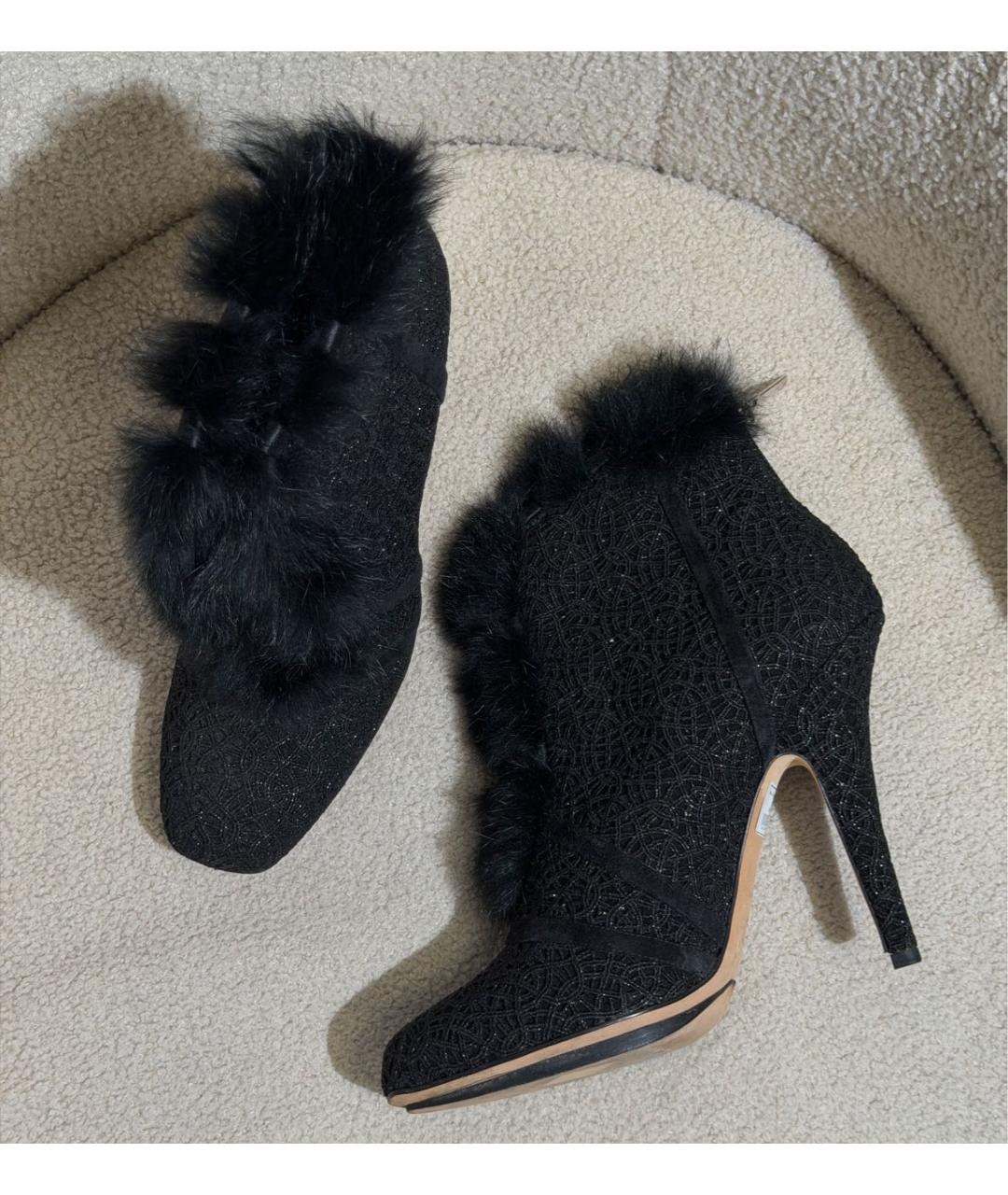 CHRISTIAN DIOR Черные текстильные ботильоны, фото 5
