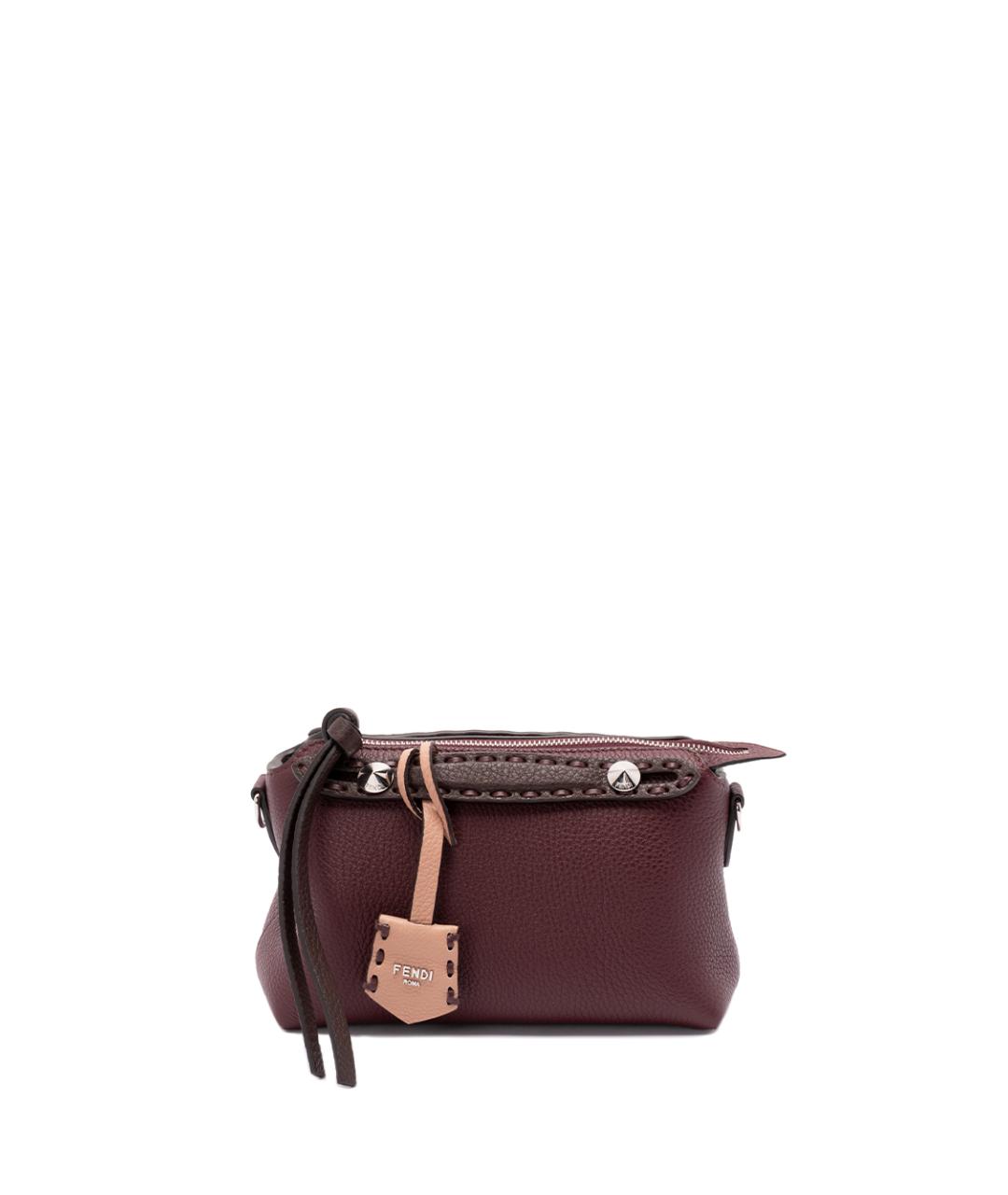 FENDI Бордовая кожаная сумка тоут, фото 1