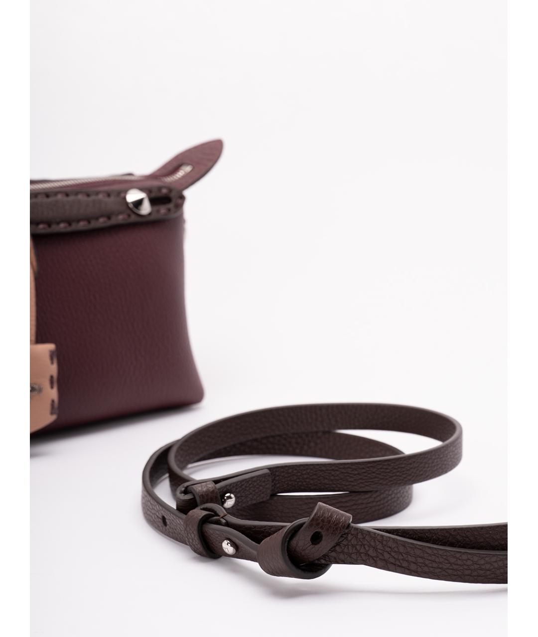 FENDI Бордовая кожаная сумка тоут, фото 4
