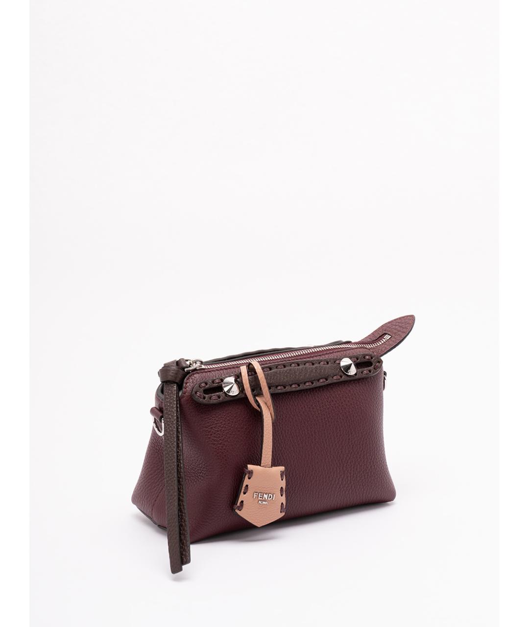 FENDI Бордовая кожаная сумка тоут, фото 3