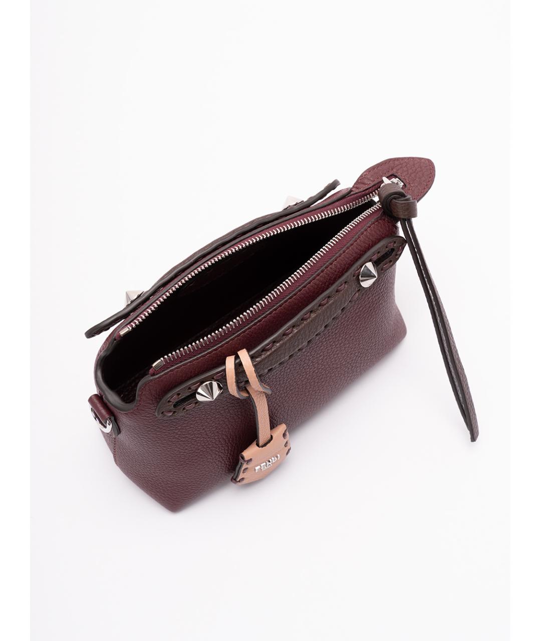 FENDI Бордовая кожаная сумка тоут, фото 5