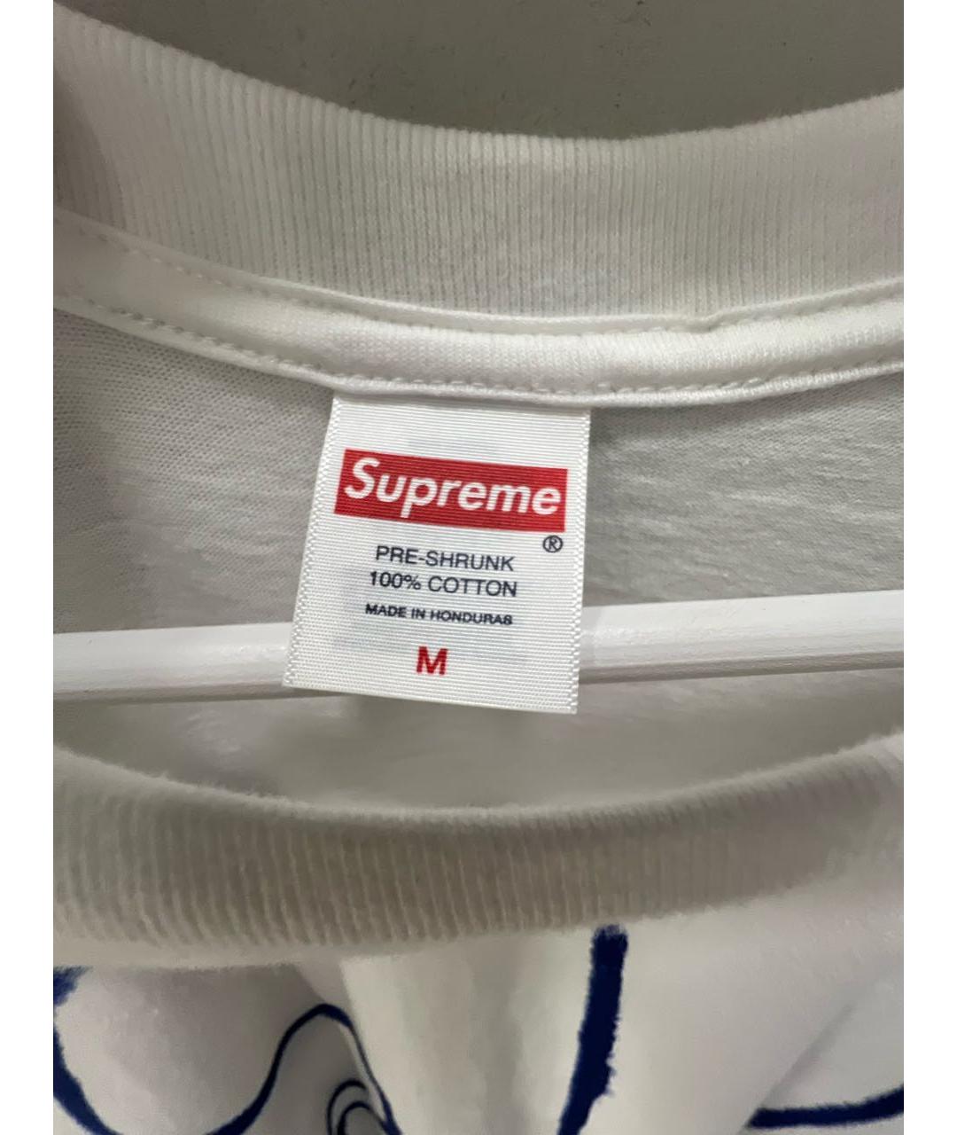 SUPREME Белая хлопковая футболка, фото 3