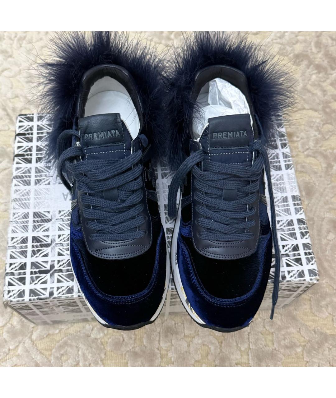 PREMIATA Темно-синие бархатные кроссовки, фото 2