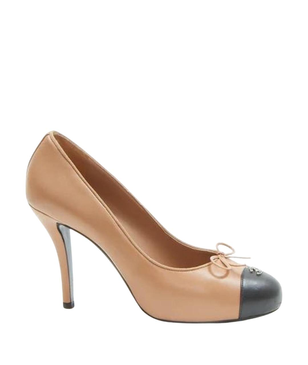 CHANEL Бежевые кожаные туфли, фото 1