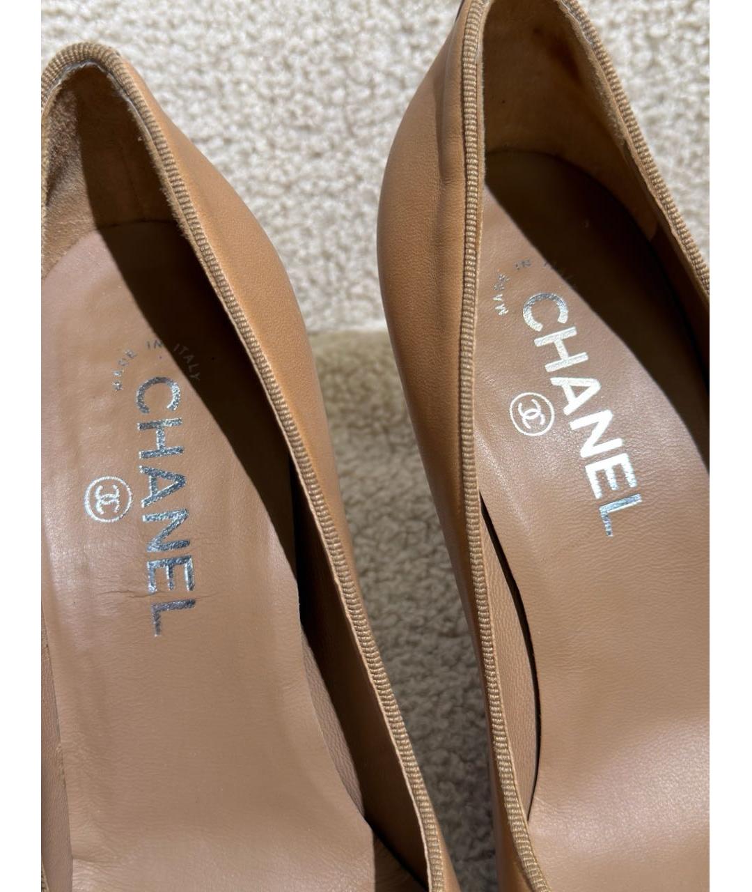 CHANEL Бежевые кожаные туфли, фото 3