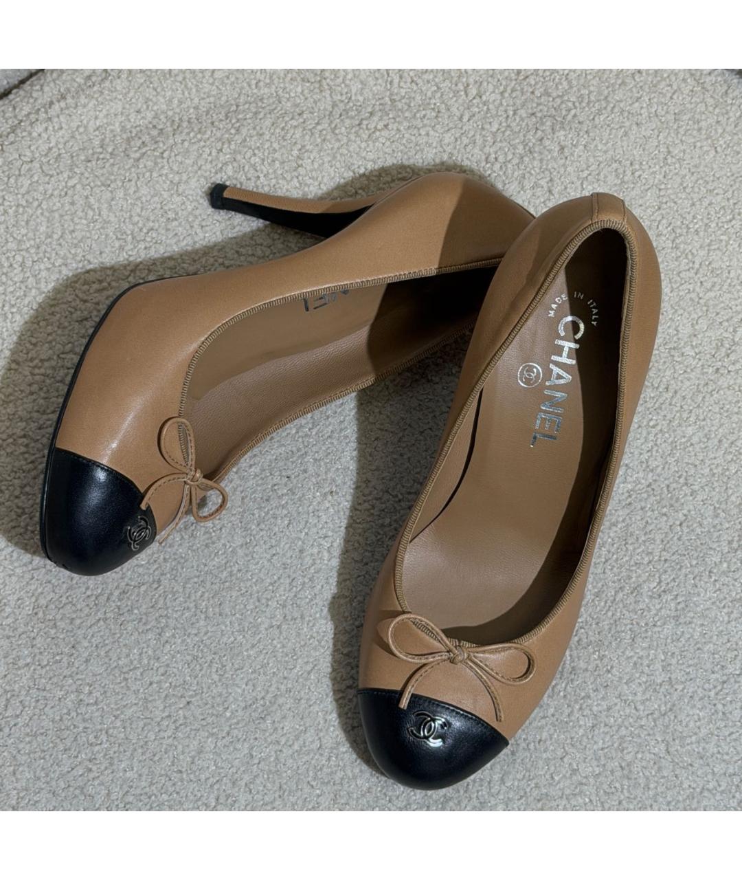 CHANEL Бежевые кожаные туфли, фото 6