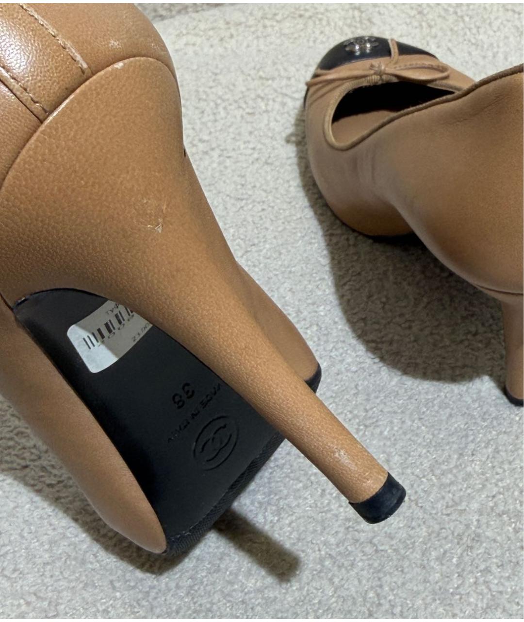 CHANEL Бежевые кожаные туфли, фото 8