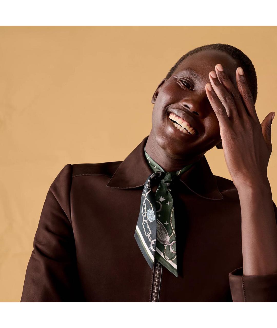 HERMES Зеленый шелковый платок, фото 5