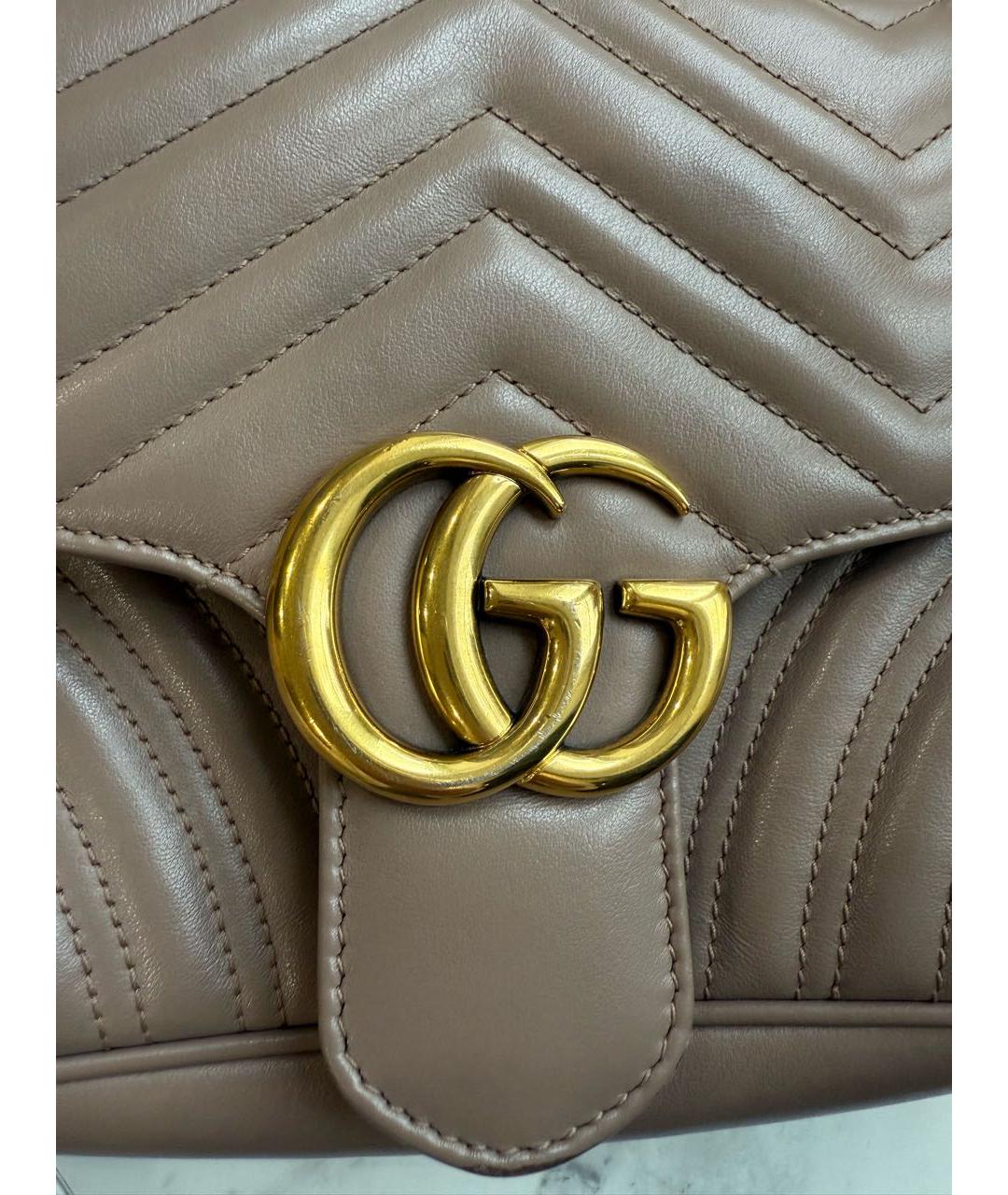 GUCCI Бежевая кожаная сумка через плечо, фото 8