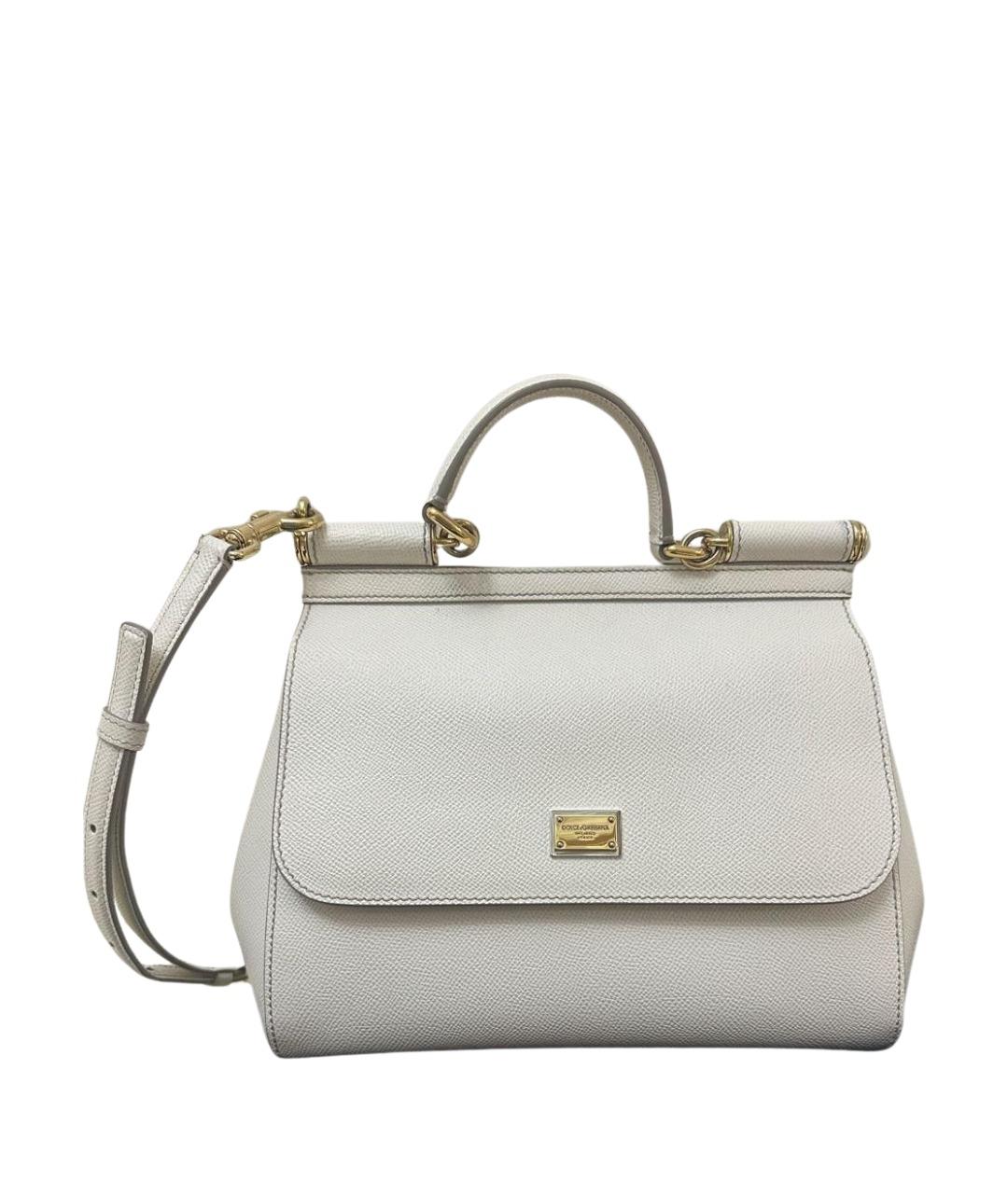 DOLCE&GABBANA Белая кожаная сумка через плечо, фото 1