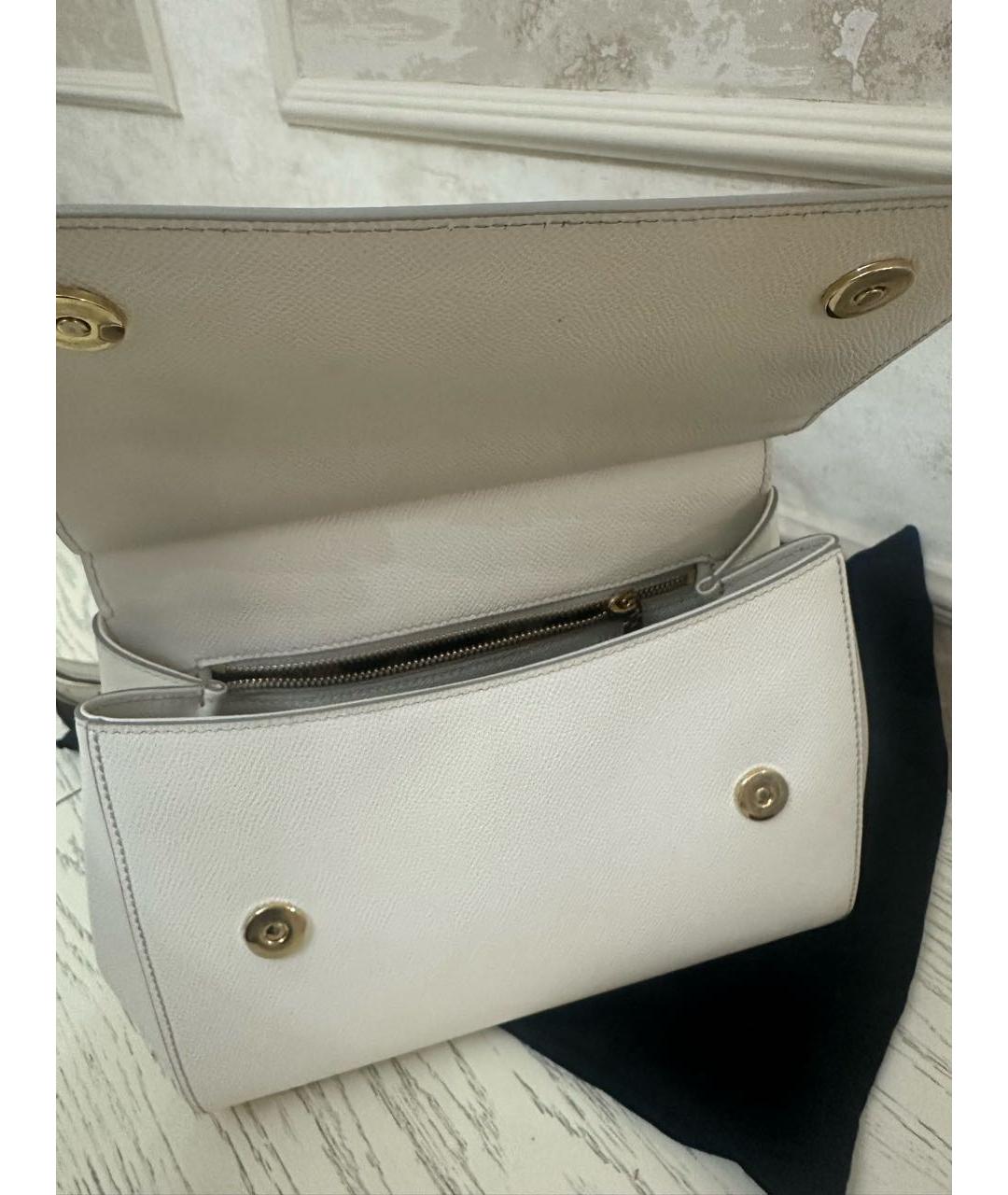 DOLCE&GABBANA Белая кожаная сумка через плечо, фото 6