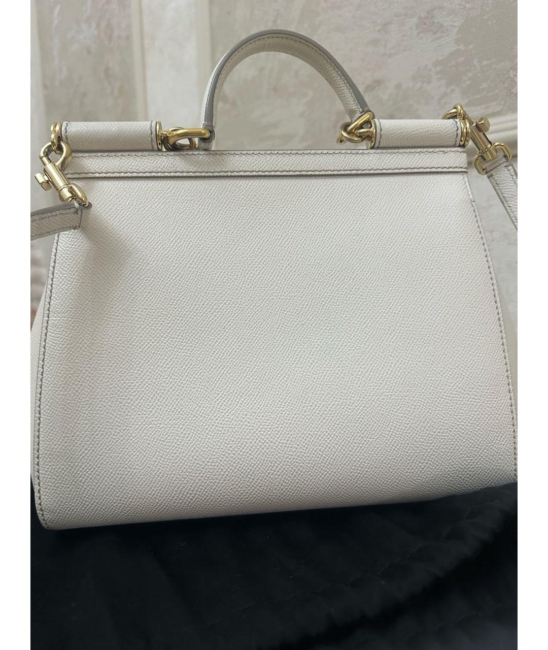 DOLCE&GABBANA Белая кожаная сумка через плечо, фото 4