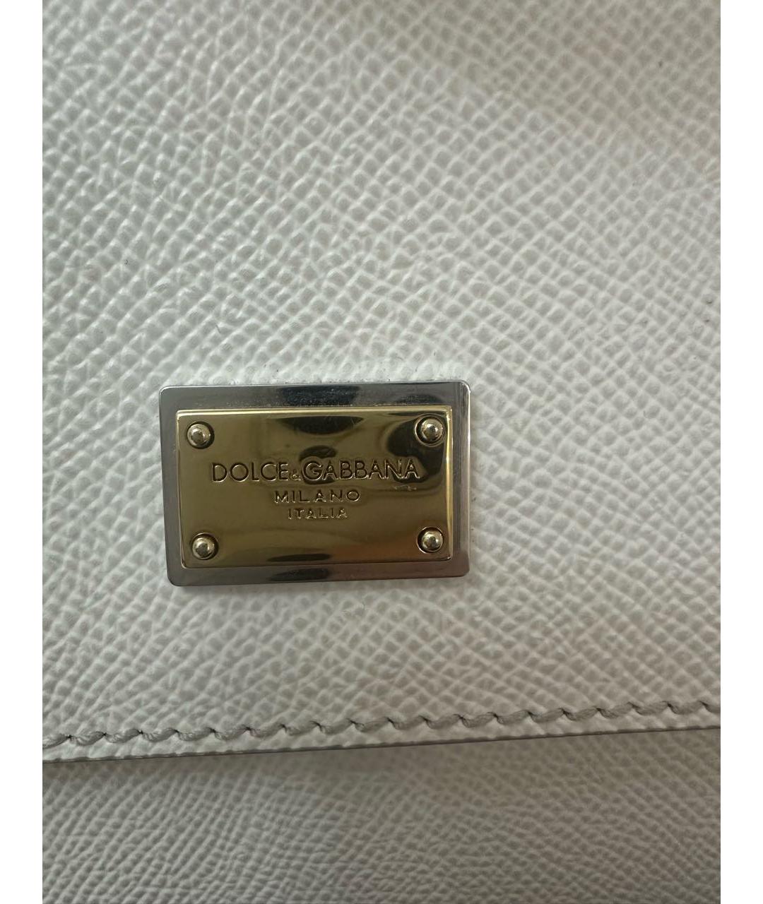 DOLCE&GABBANA Белая кожаная сумка через плечо, фото 5