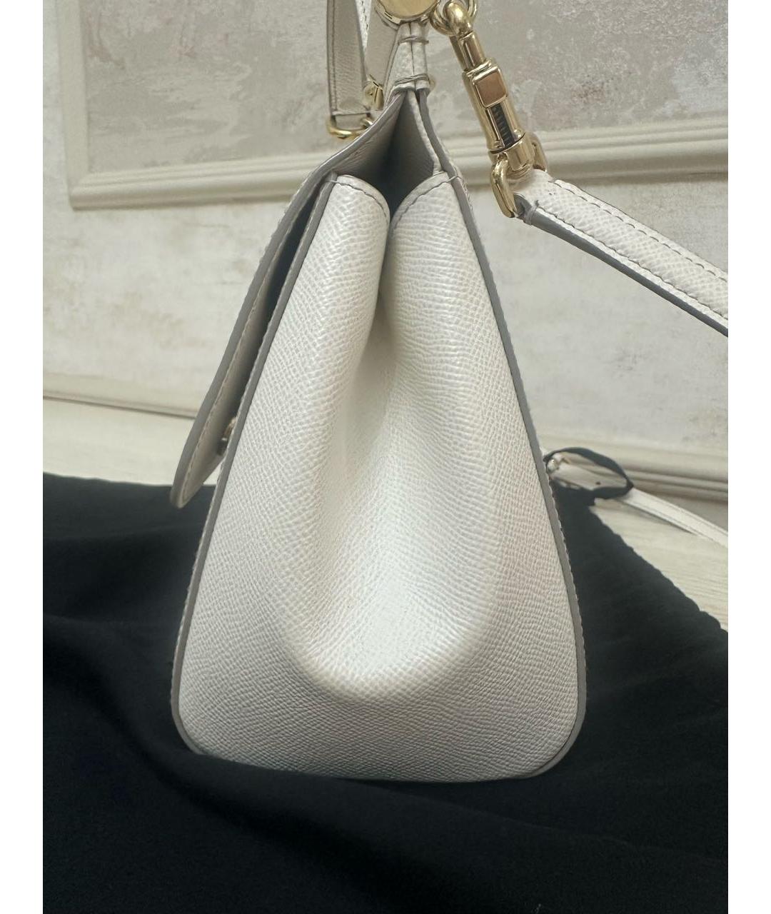 DOLCE&GABBANA Белая кожаная сумка через плечо, фото 3