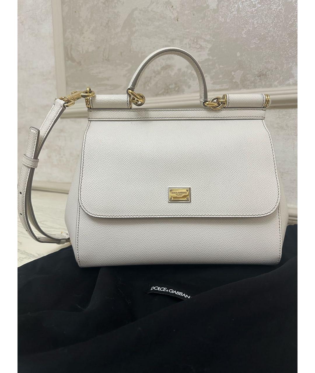 DOLCE&GABBANA Белая кожаная сумка через плечо, фото 7