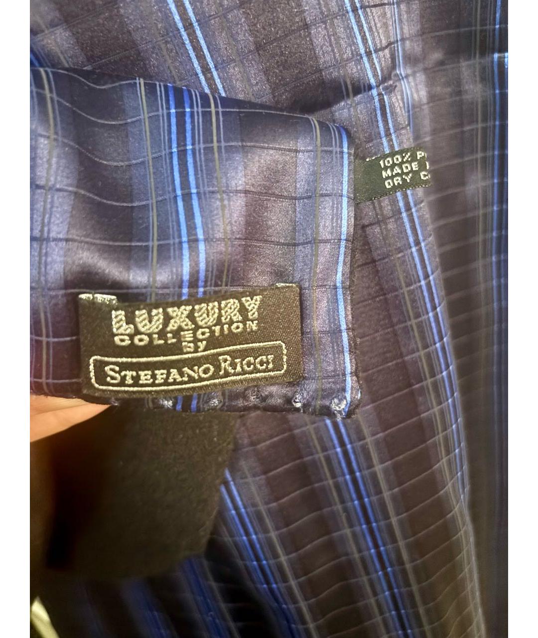 STEFANO RICCI Синий кашемировый шарф, фото 2