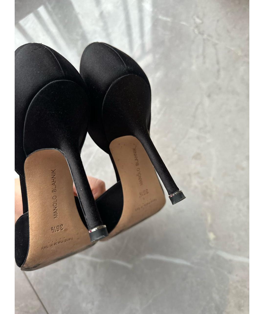 MANOLO BLAHNIK Черные текстильные туфли, фото 8