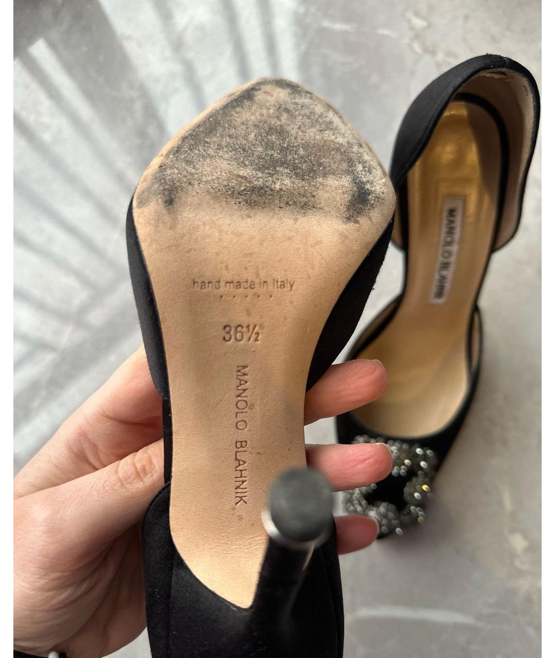 MANOLO BLAHNIK Черные текстильные туфли, фото 5