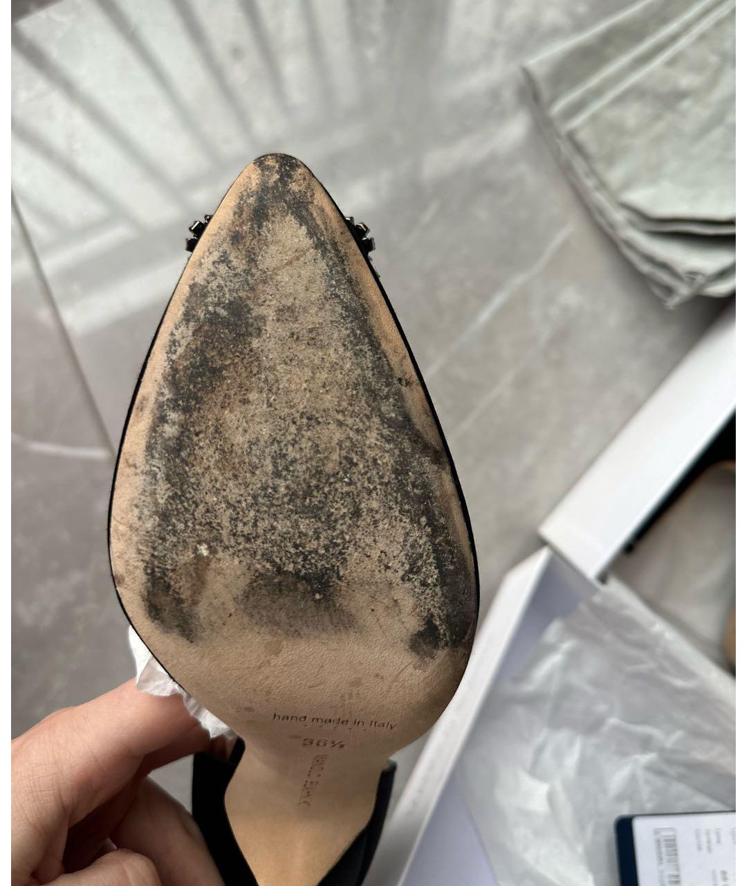 MANOLO BLAHNIK Черные текстильные туфли, фото 6