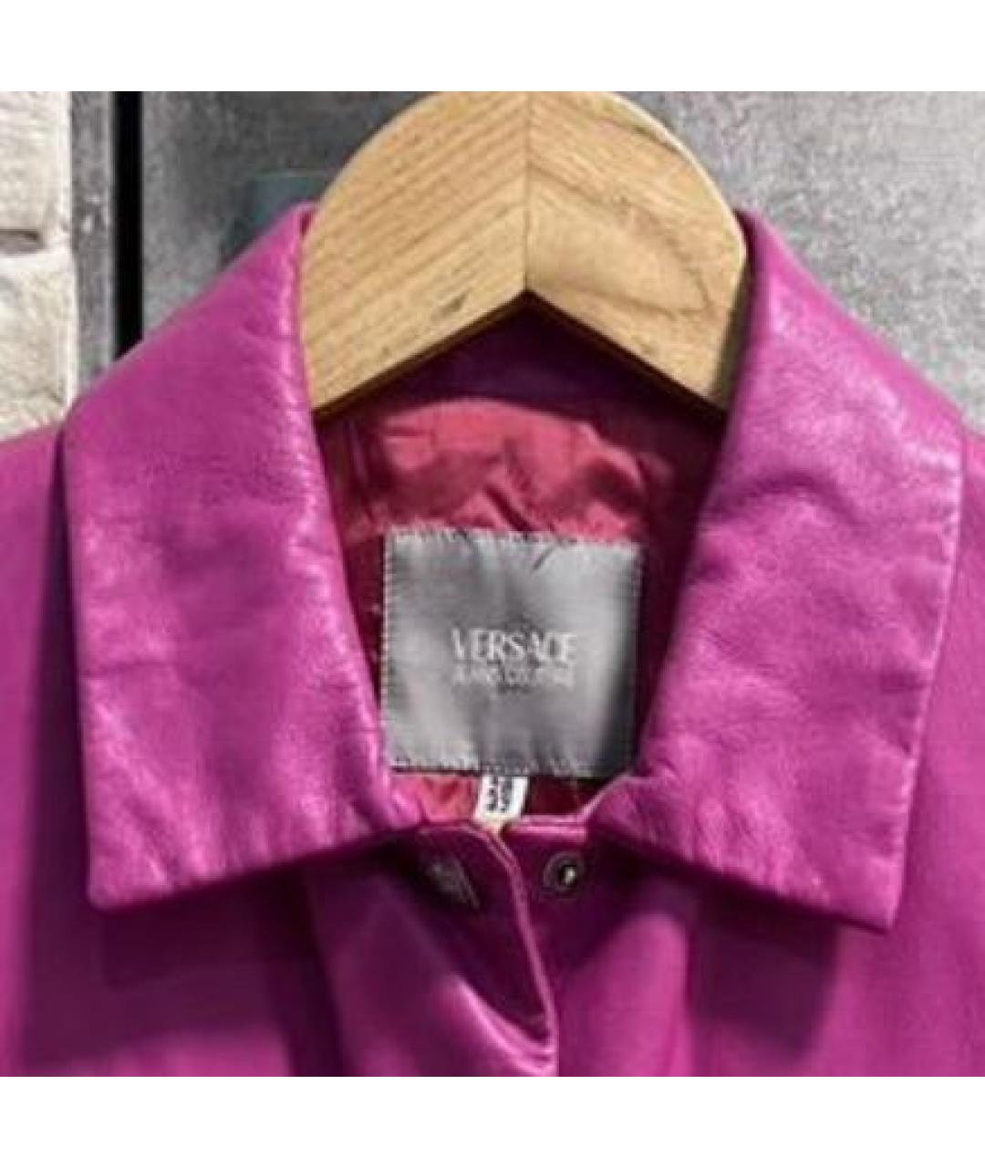 VERSACE Розовая кожаная куртка, фото 3