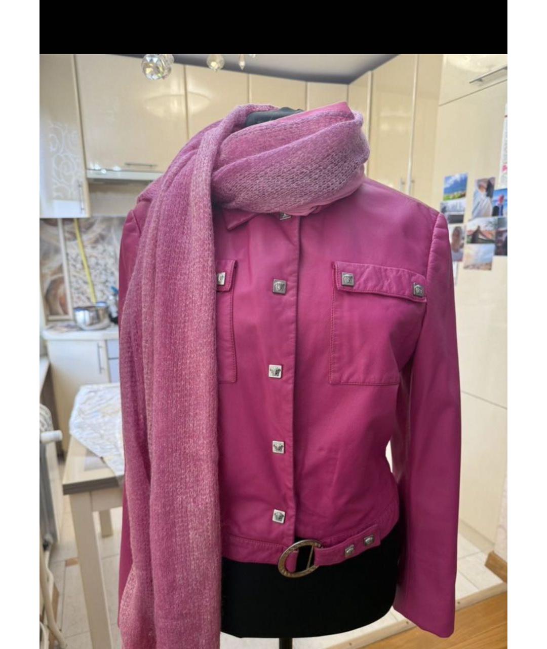 VERSACE Розовая кожаная куртка, фото 4