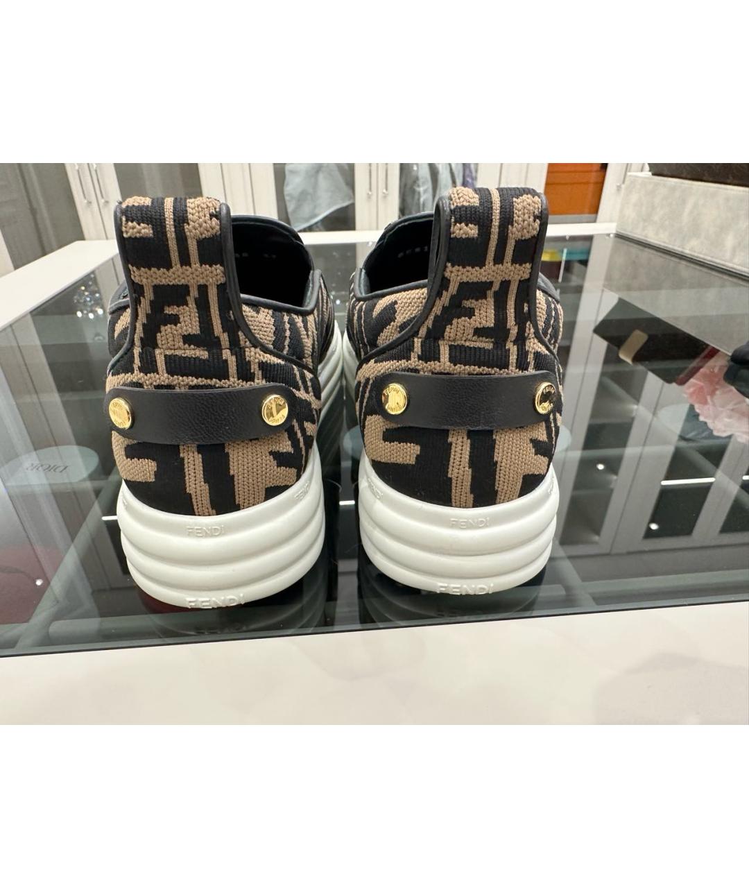 FENDI Коричневые текстильные слипоны, фото 4