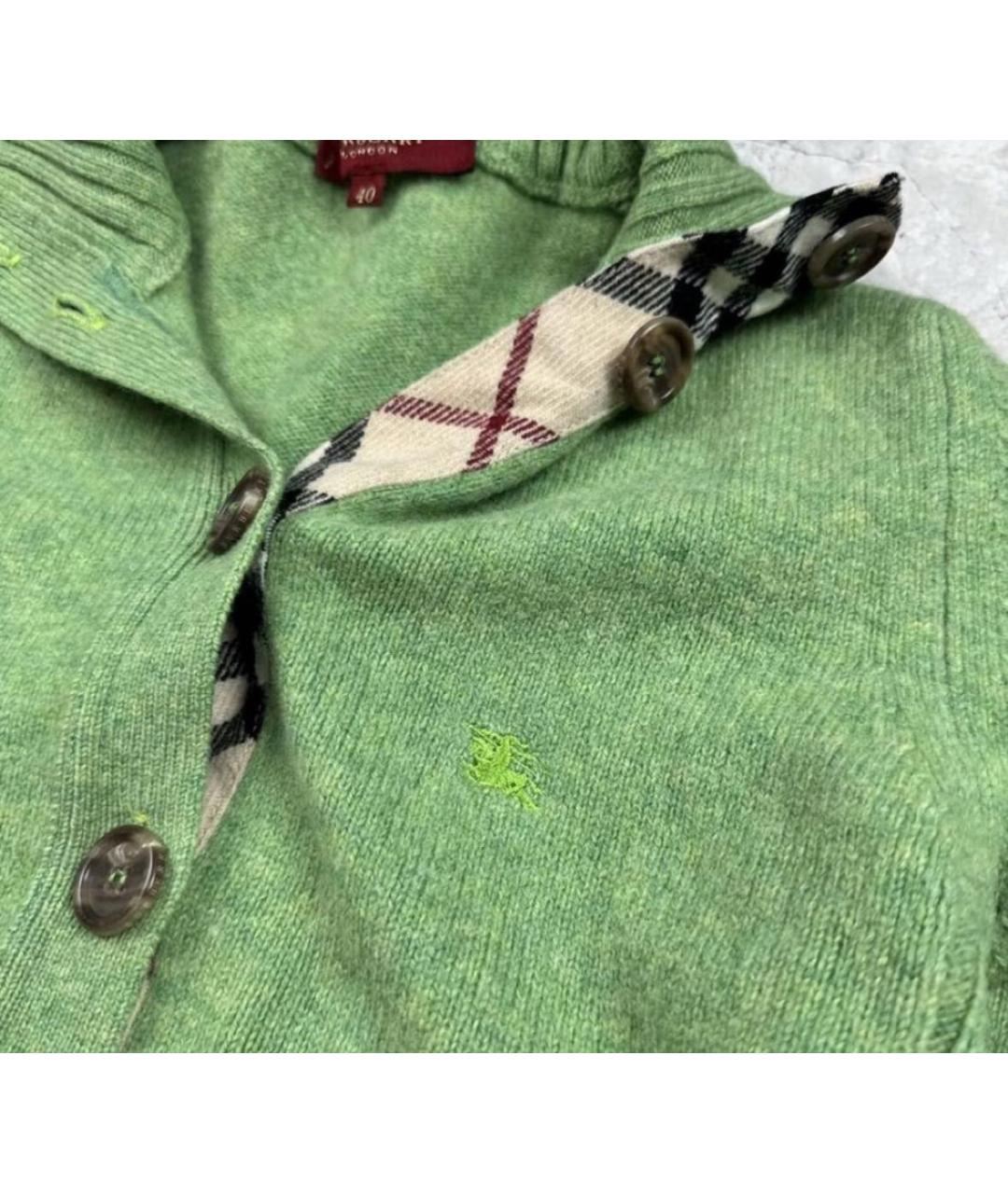 BURBERRY Зеленый шерстяной кардиган, фото 2