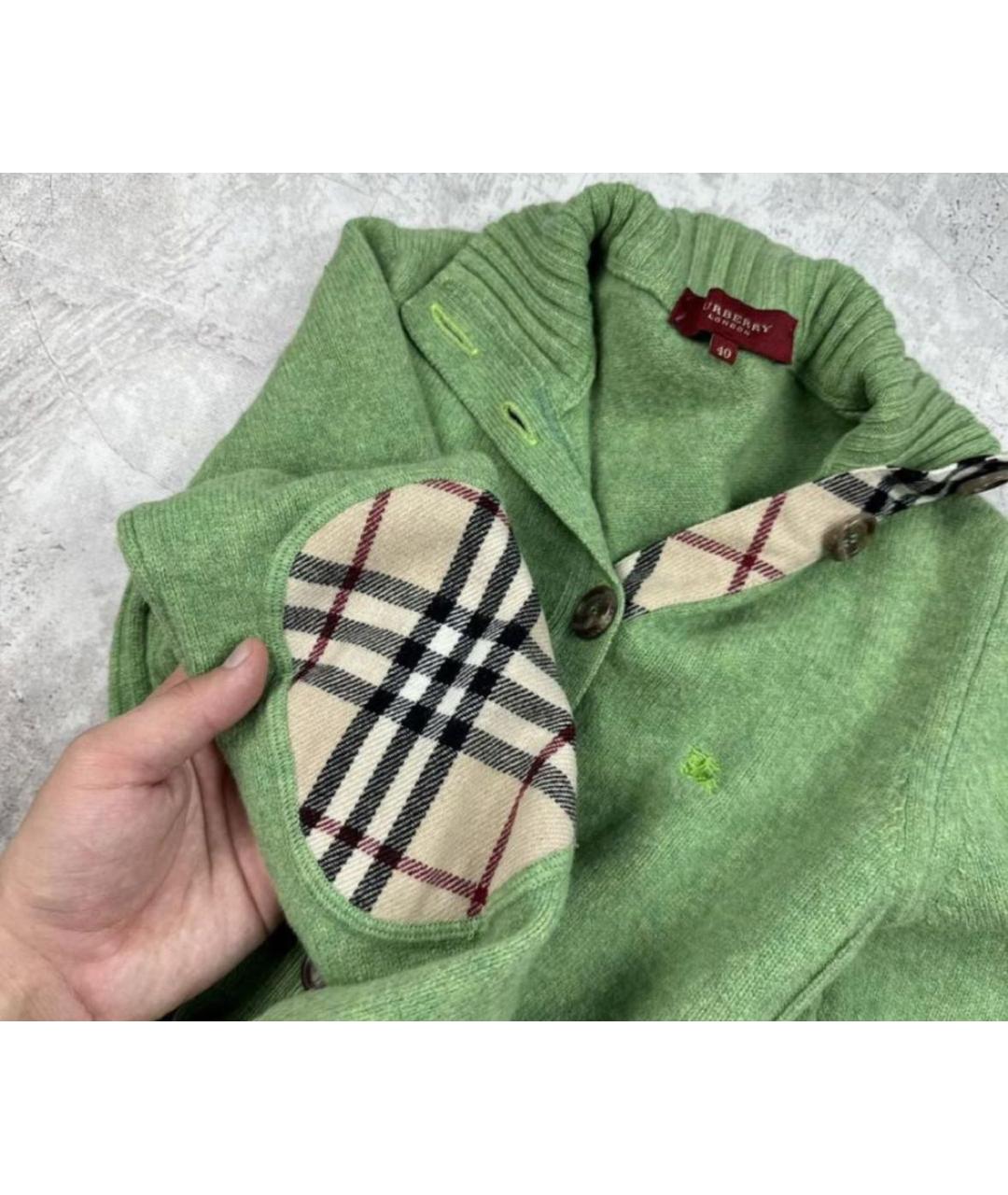 BURBERRY Зеленый шерстяной кардиган, фото 3