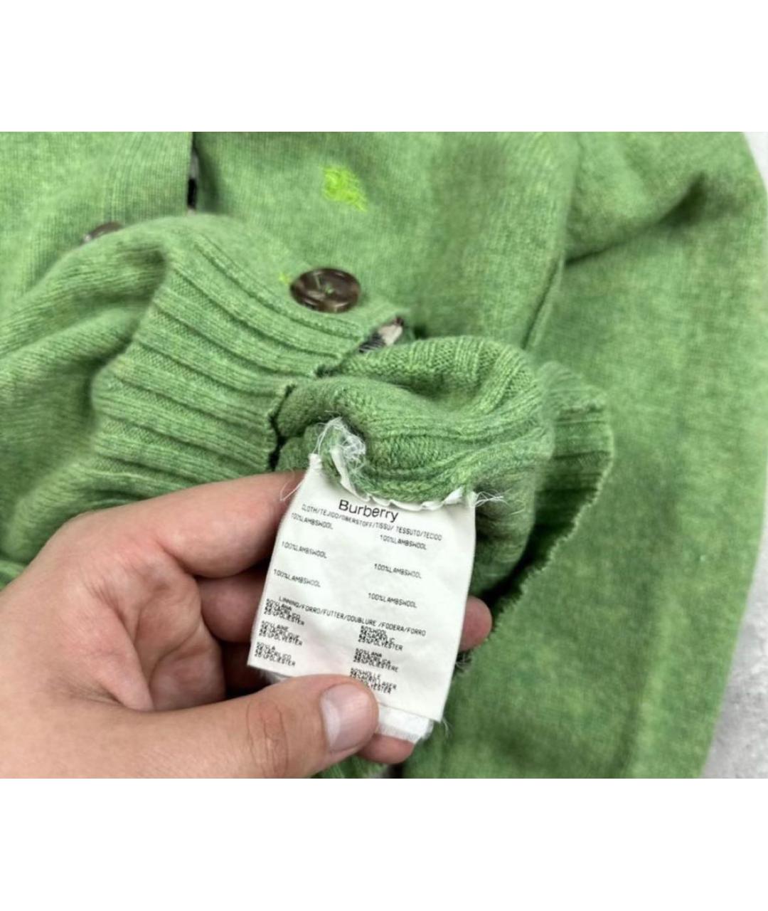 BURBERRY Зеленый шерстяной кардиган, фото 5