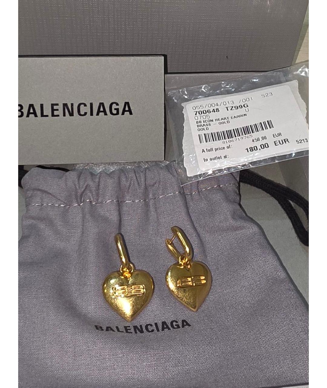 BALENCIAGA Желтые металлические серьги, фото 2