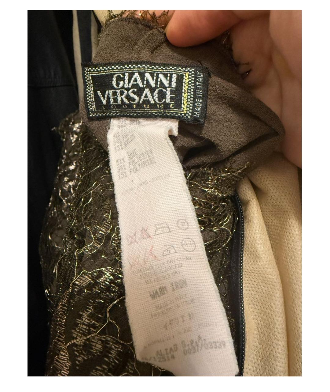 VERSACE Коричневое кружевное коктейльное платье, фото 3