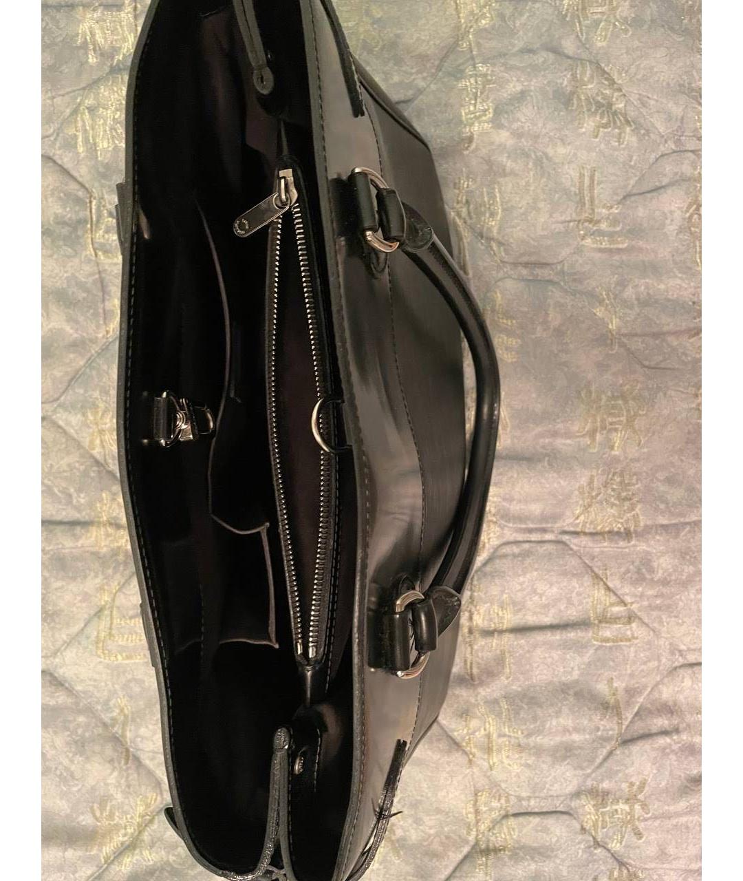 LOUIS VUITTON Черная кожаная сумка тоут, фото 7